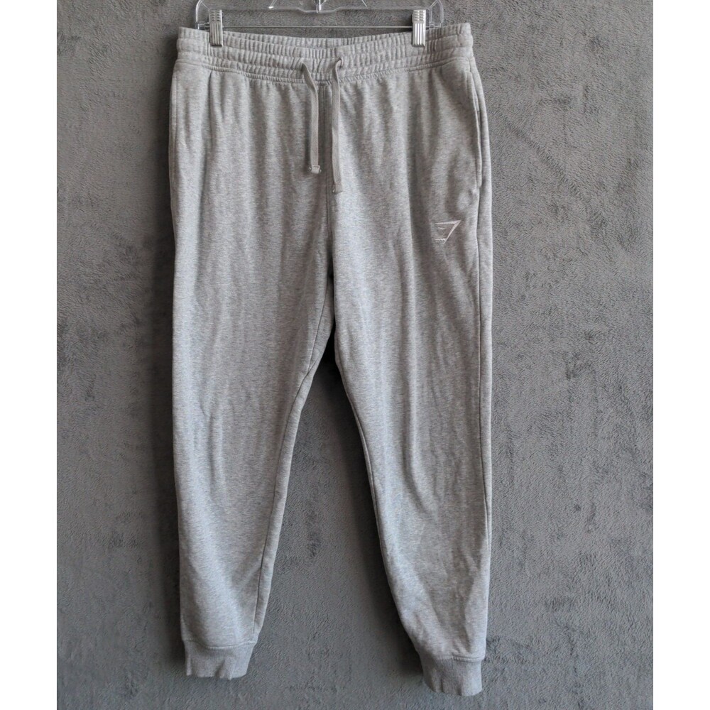 GYMSHARK Slim Fit Crest Joggers Men's L Gray A2A4H Sweatpants Embroidered Logo